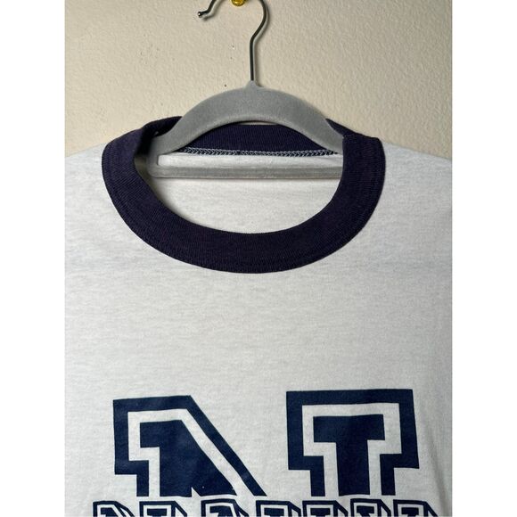 Vintage 90s US NAVY ringer T-Shirt sz Large - navy and white - Picture 6 of 10